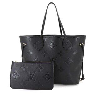 LOUIS VUITTON Monogram Empreinte Neverfull MM Tote Bag Noir M45685 90284936